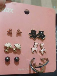 cute earrings &amp; silver chain