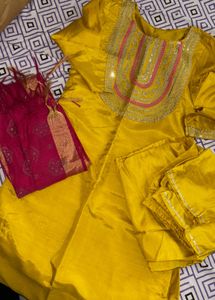 Yellow Embroidered Salwar Kameez Suit