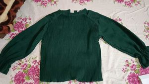 Green Ruffled Sleeve Top