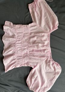 Pink Shirred Detail Top