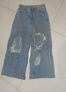 URBANIC Ripped Wide Leg Jeans