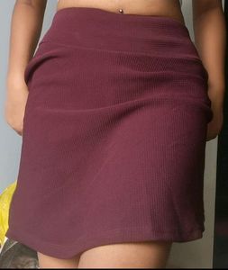 Maroon Skirt With Shorts