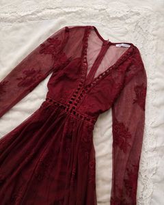Burgundy Lace Maxi Dress