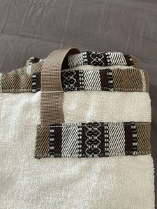 White Cotton Tote Bag With Design