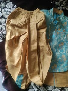Boys&#39; Festive Turquoise &amp; Gold Waistcoat Set