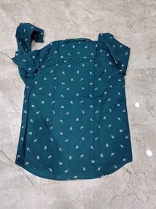 Leaf Print Green Shirt