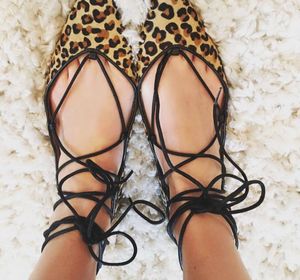 Zara Cheetah Print Tie Up Flats