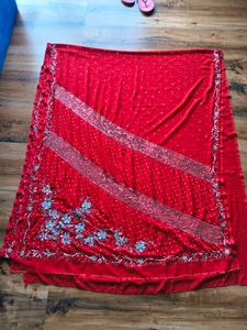 Red heavy work Saree