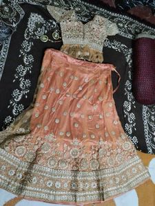 Peach Embroidered Lehenga Choli