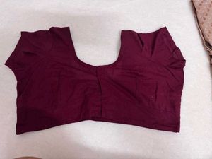 Beige Cotton Saree with Maroon Blouse