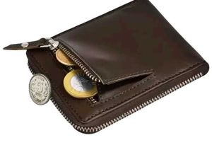 Mens Brown Trendy Genuine Leather Waller Zipper