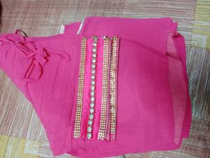 Pink &amp; Cream Embellished Sari
