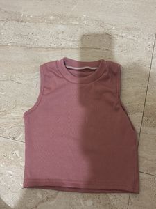 Mauve Ribbed Cropped Tank