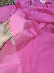 Saree For Women. You Don&#39;t Have To Add Falls As It Was Previously Done. It Is A Simple Pink Colour Saree For Women