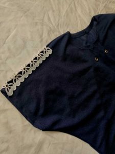 Navy Blue Top with Lace