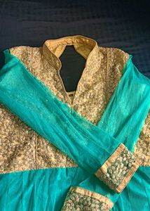 Sea Green Embroidery Ethnic Gown