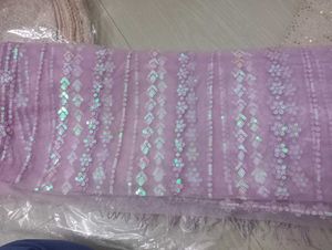 Elegant Party Wear Sequin Pink Net Saree