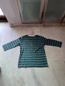 Sea Green Striped Full-Sleeve Tee (Size 14)