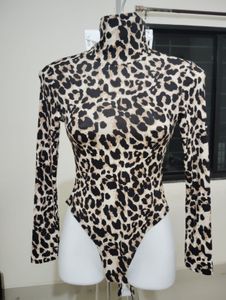 Xs,S- Leopard Print Turtleneck Bodysuit