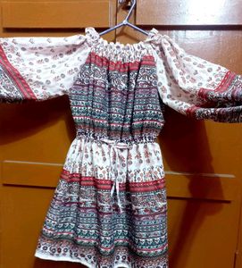 Boho Peasant Clinched Waist Stretchable Top