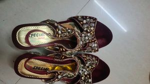 Embellished Maroon Flats
