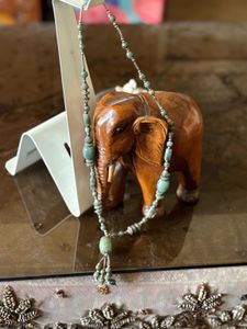 Green Beaded Tassel Necklace