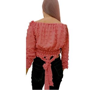 Mauve Off-Shoulder Crop Top
