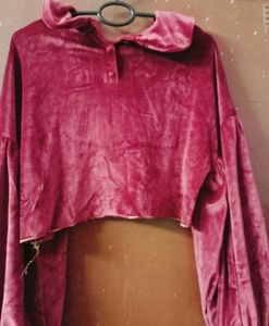 Maroon Velvet Crop Top