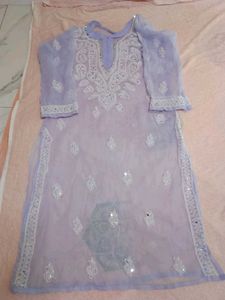 Lilac Chikankari Kurti