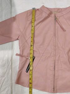 Pink Faux Leather Moto Jacket