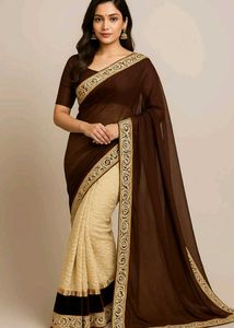 Elegant Brown & Beige Saree