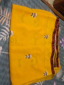 EMBROIDERD YELLOW SAREE