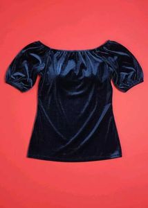 Velvet Puff Sleeve Top
