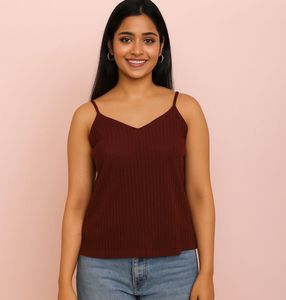 Burgundy Ribbed Tank Top