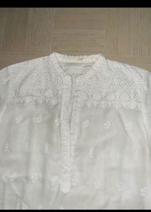 White Embroidered Kurti With Pant Set