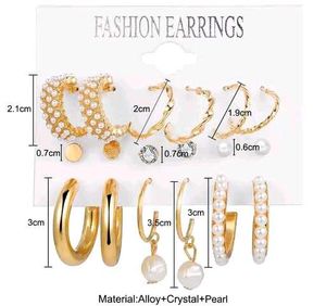 Combo of 9 pair stunning gold plated pearl hoop
