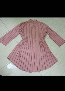 Striped Button-Down Tunic Top