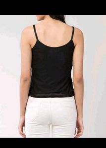 Black &amp; Gold Sequin Velvet Cami Top (S)