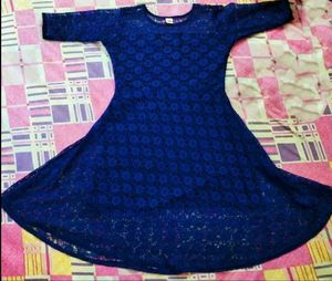 Elegant Blue Lace Midi Dress