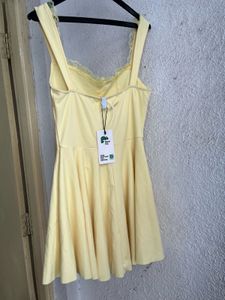 Yellow Mini Dress with Lace Detail