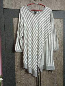 Casual Striped Hem Tunic Top