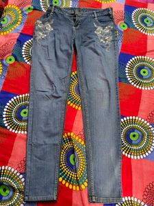 Embroidered Denim Jeans