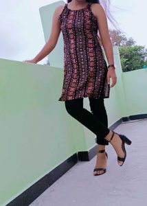 Patterned Sleeveless Mini Dress