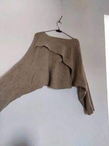 Cozy Beige Knit Wrap Sweater