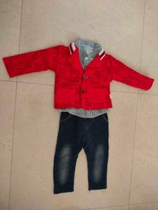 Boys Coat Pant And Shirt Set