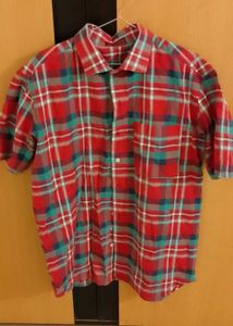 Red Plaid Short Sleeve Shirt