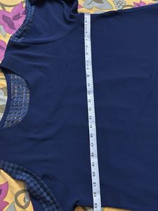 Elegant Navy Blouse with Sheer Detail