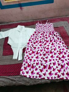 Butterfly Print Dress with Top