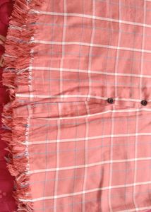 Peach Plaid Button-Up