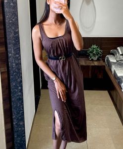 Brown Cotton Slip Dress